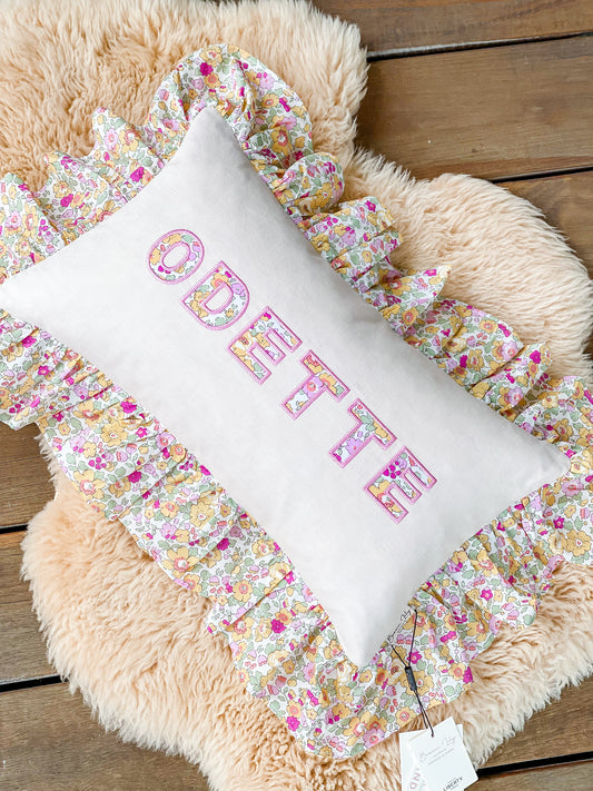 Personalised Liberty Ruffle Cushion with Single Ruffle