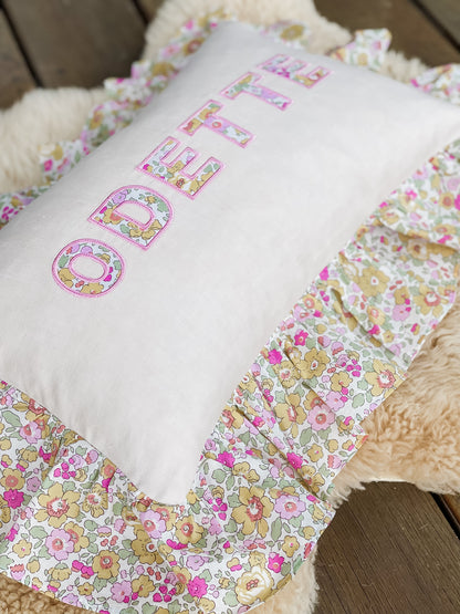 Personalised Liberty Ruffle Cushion with Single Ruffle
