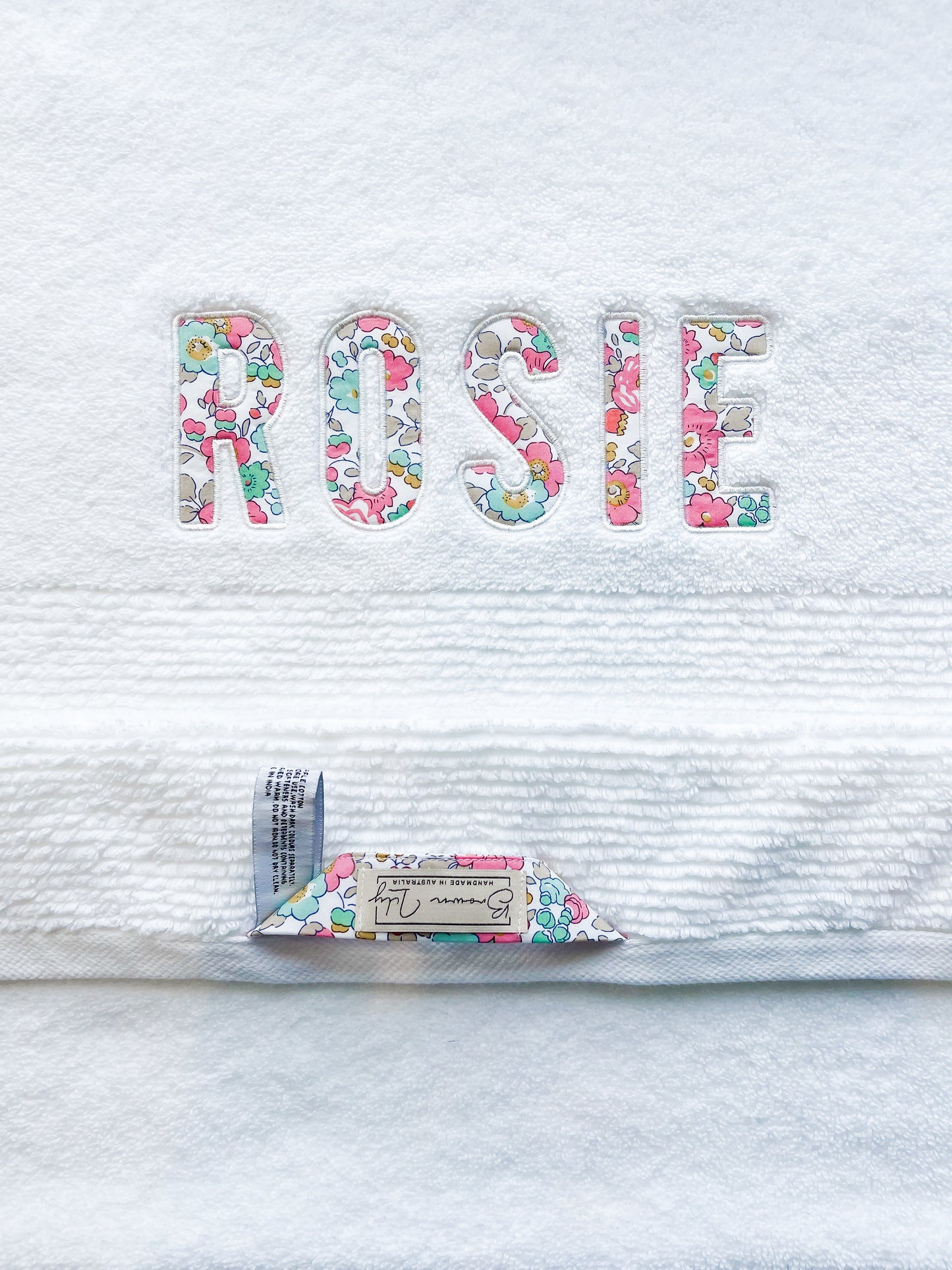 Personalised Liberty Bath Towels for Girls | Custom Embroidered Name Towels Australia