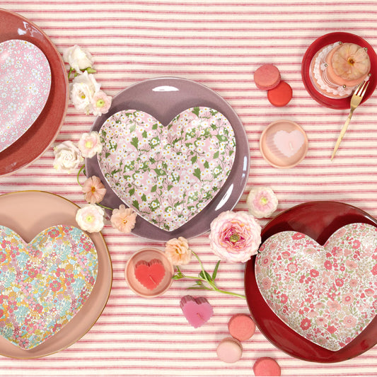 Meri Meri x Liberty Mixed Set of Reusable Heart Plates
