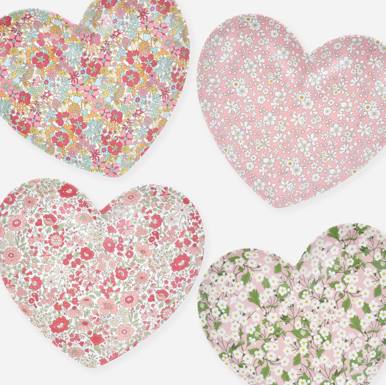 Meri Meri x Liberty Mixed Set of Reusable Heart Plates