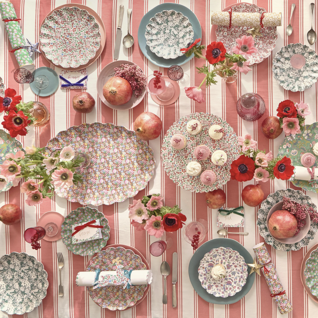 Meri Meri x Liberty Red & Green Reusable Small Plates
