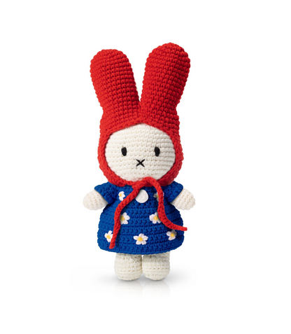 Miffy Handmade and her Blue Flower Dress with Red Hat